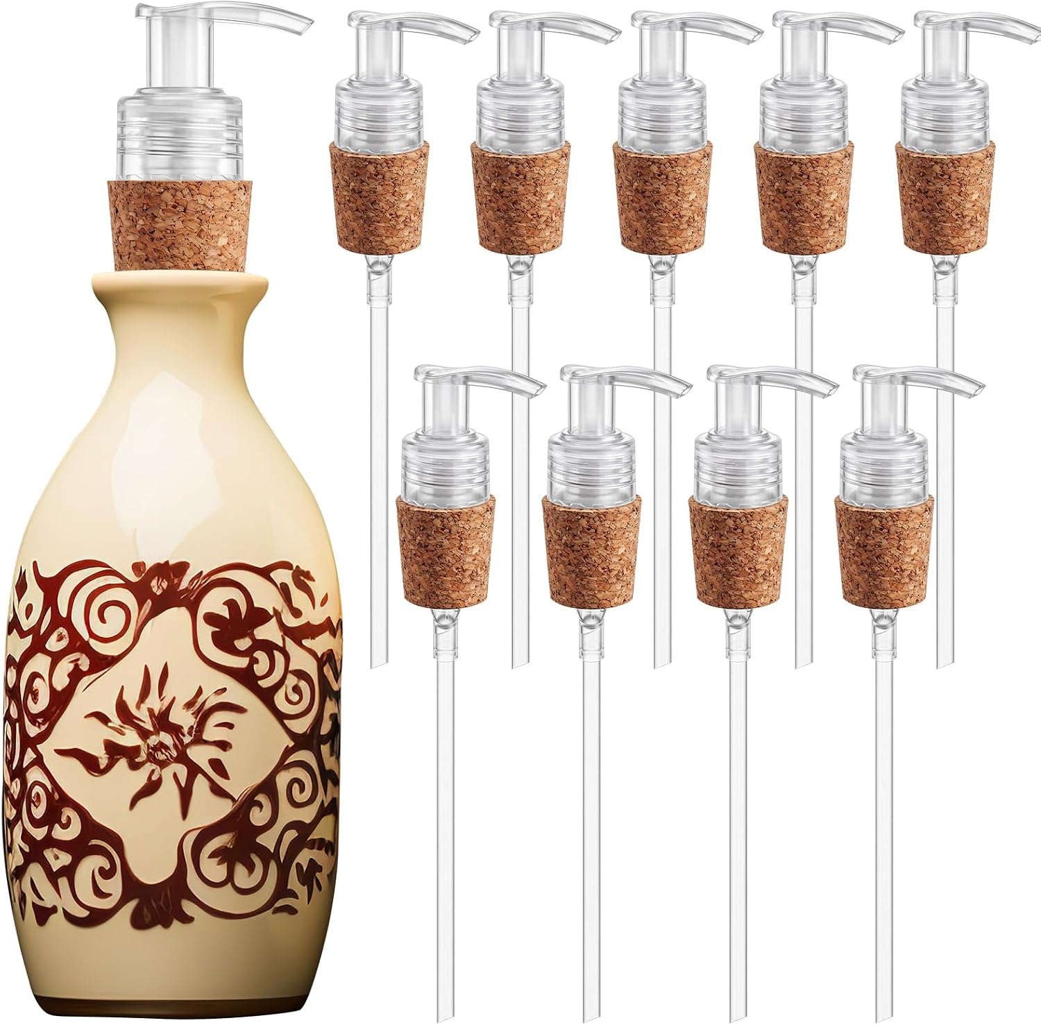 Tioncy 10 Pcs Soap Dispenser Pump with Cork Stopper Easy Press in, Clear