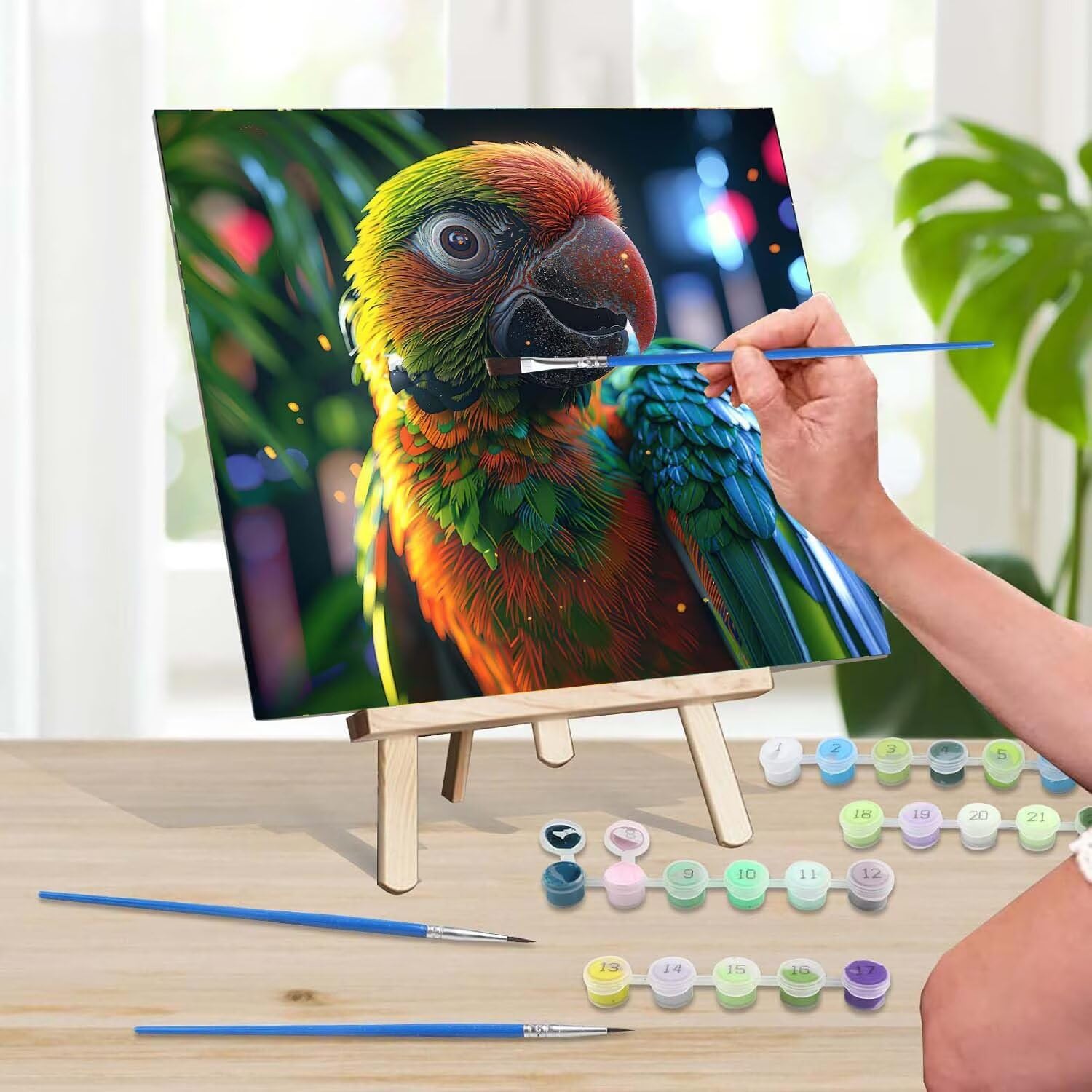 DIY Malowanie po numerach, dla dorosłych, zwierzęta, papuga, farba po numerach, dla początkujących, zestawy do samodzielnego malowania olejnego według numerów, zestaw do malowania ręcznego dla