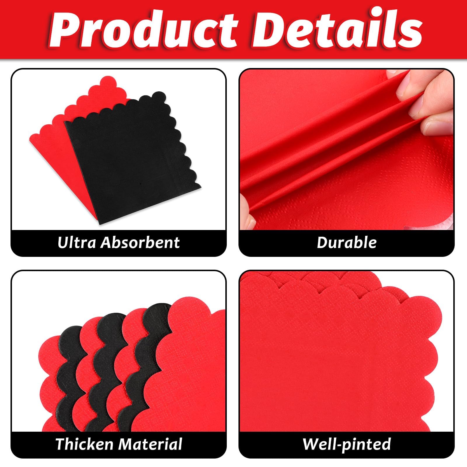 Paquete de 120 servilletas de cóctel de 3 capas con borde festoneado plegadas de 6.3 x 6.3 pulgadas, servilletas desechables para bodas, cumpleaños, baby shower, fiesta, cena, aniversario nupcial