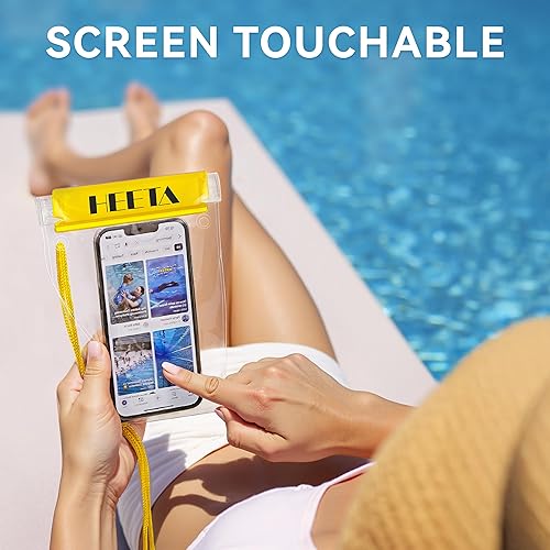 Miniatura 6 de HEETA Paquete de 5 bolsas secas transparentes impermeables, estuches herméticos, bolsas secas, soporte para documentos para cámara, teléfono