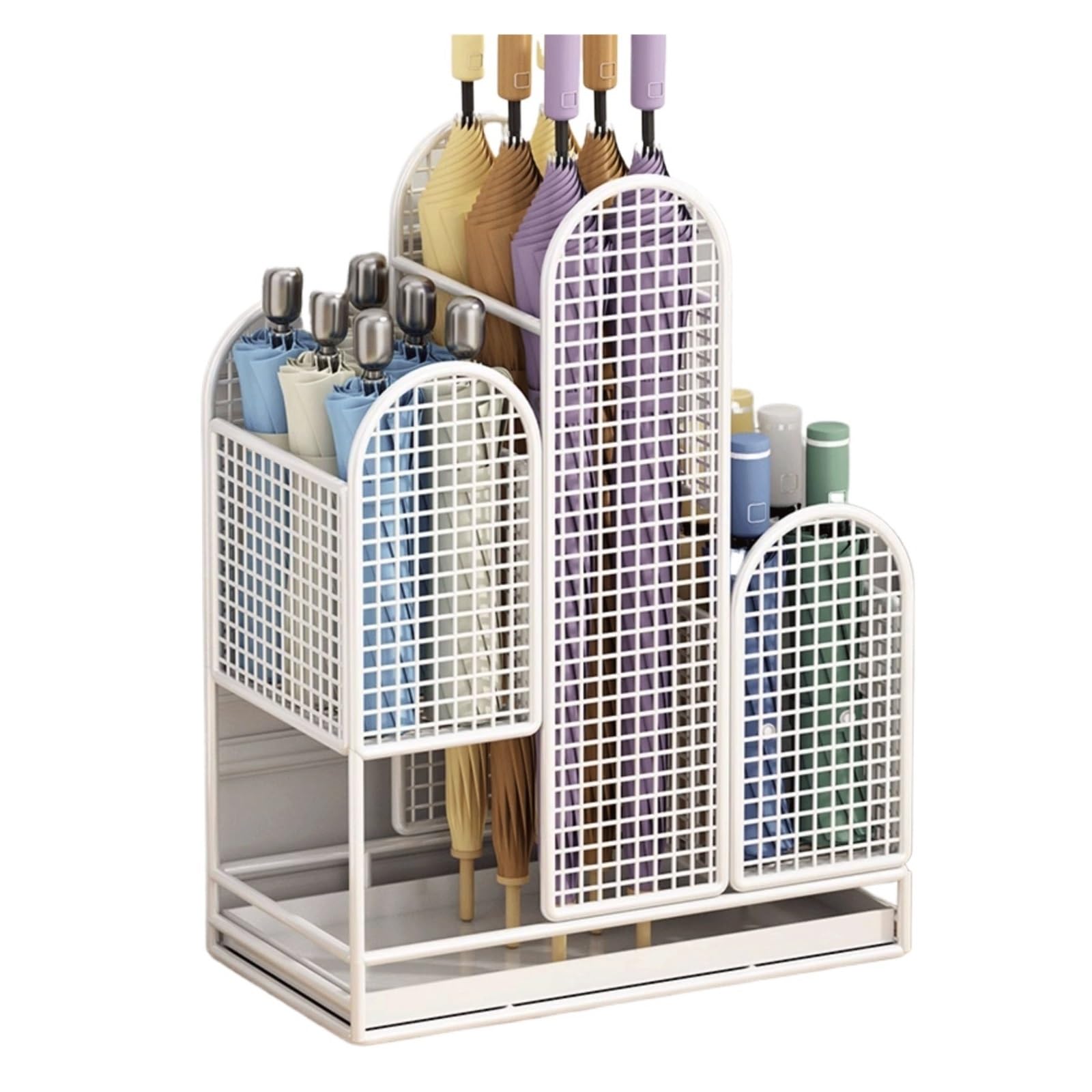XXAD553TY Large-Capacity Multi-Compartment Umbrella Stand: Home Drip Rack, Commercial Lobby Stand Corridor(White)