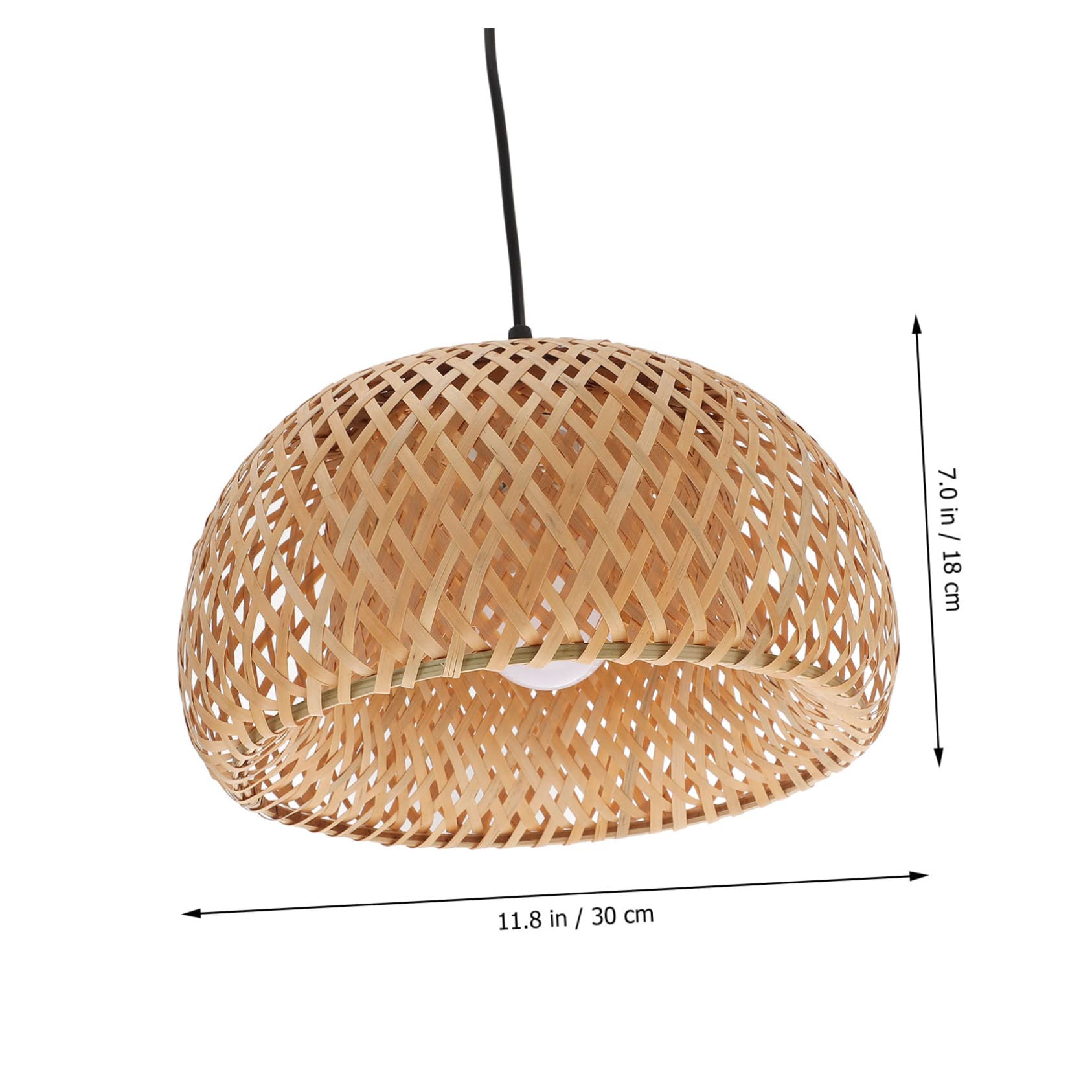 Lámpara de Techo Ratán Colgante Enchufable con Pantalla de Bambú y Casquillo E27, Adecuado para Dormitorio y Sala, Estilo Natural