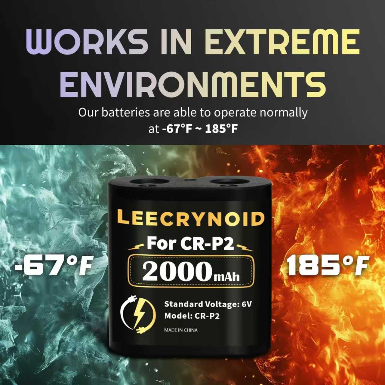 [2000mAh] 6V CR-P2 Battery, New Upgrades Lithium Photo Battery, Compatible with 223A, 2CR-P2, EL223AP, and DL223A (5-Pack)