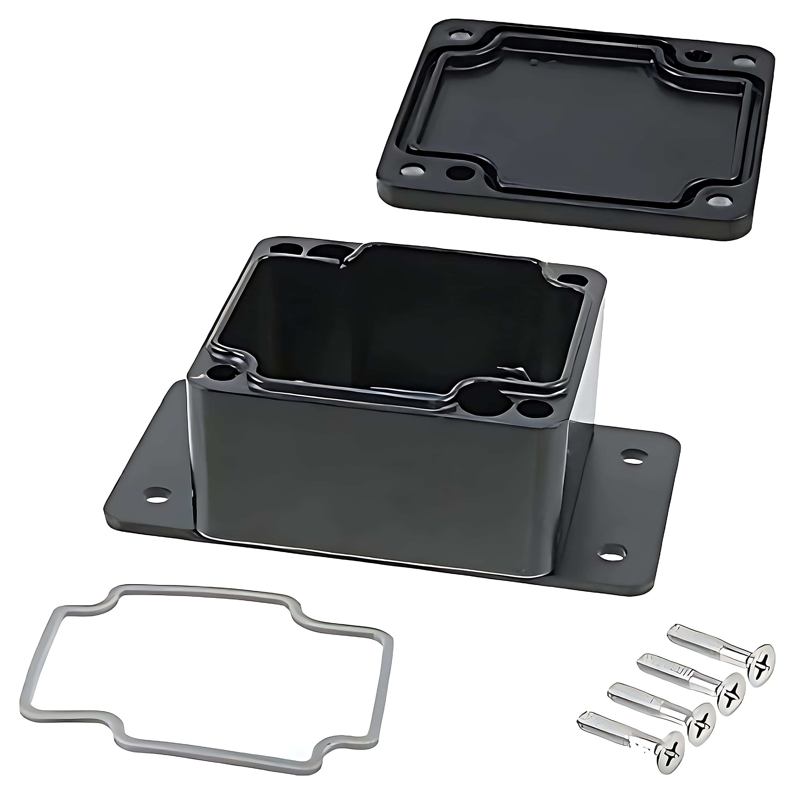 BUD Industries AN-2801-AB IP68 Aluminum 2.52x2.28x1.38 Enclosure with Welded on Bracket, Black-image-3