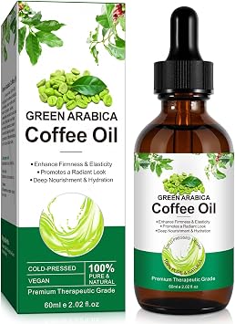 Green Coffee Bean Oil 60ml - Cold-Pressed Pure Face & Body Oil | Moisturize Skin & Scalp | Dark Circle Reducer for Women
