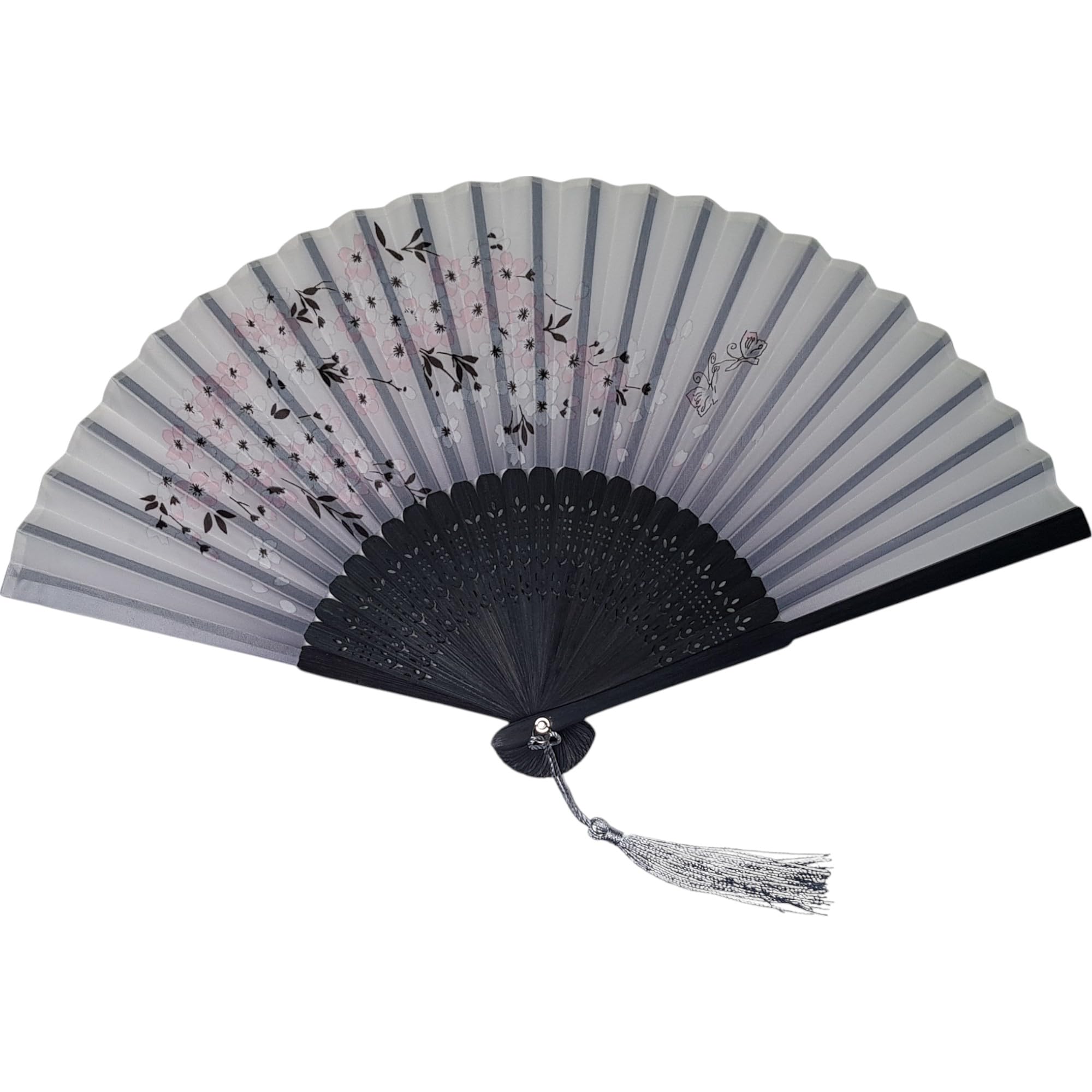 GFM® Bamboo and Silk Handheld Folding Chinese Hand Fan Wooden Wood Fans for Summer, Wedding, Party Favour etc (FLSLK-CH-35) — image 1