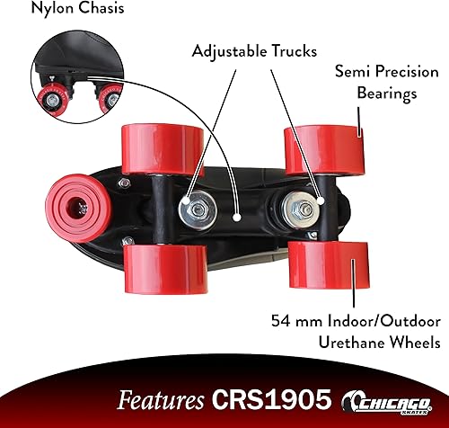 Miniatura 3 de Chicago Rink Roller Skates for Girls & Boys – Durable Top Performance Indoor/Outdoor Use Skate Shoes with Padded Ankle Collar, Lace-Up & Velcro