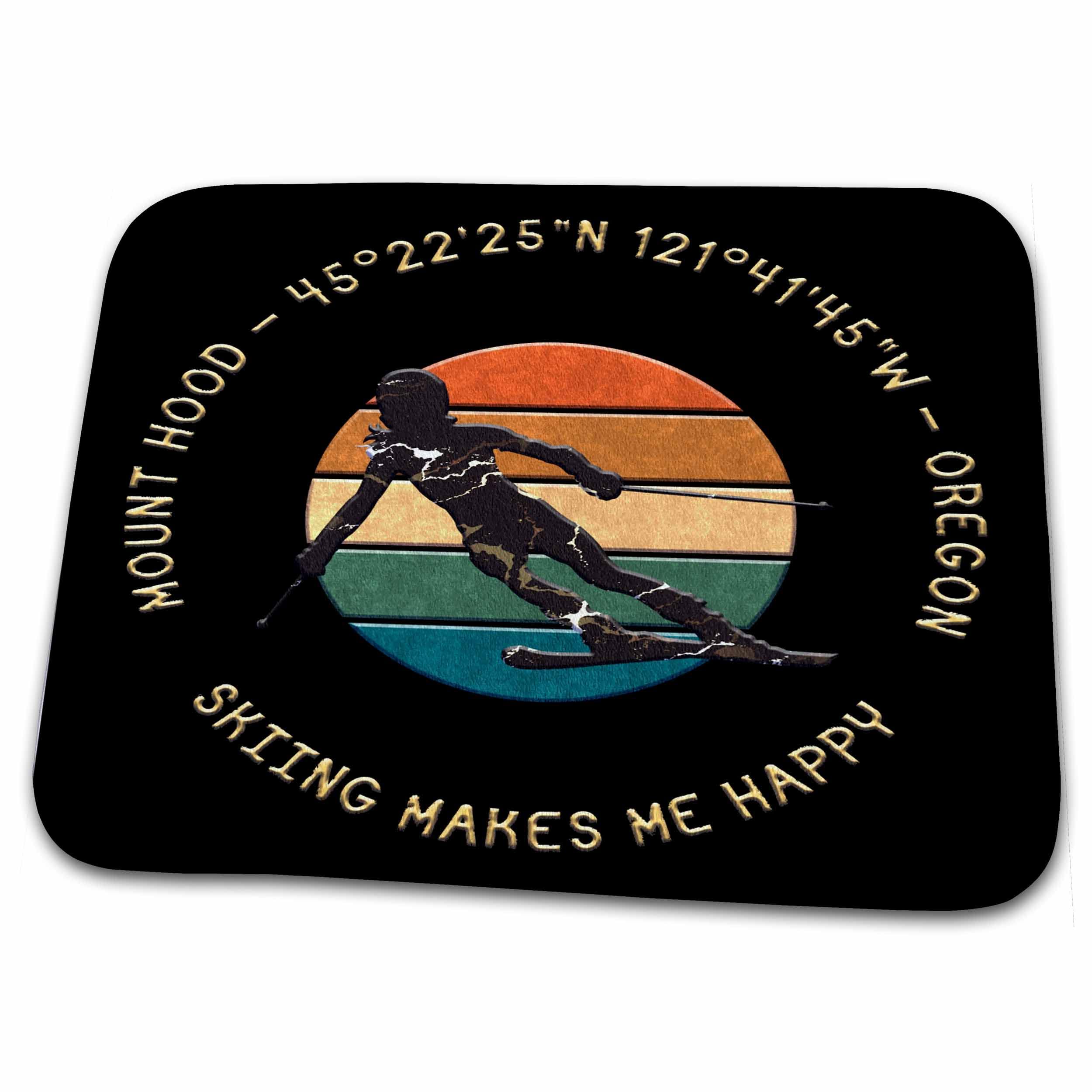 3dRose Bathroom Bath Rug Mat - Mt. Hood Meadows, Oregon - Woman Skier Gold Text On Black. Gift Alexis Design - American Skiing Places