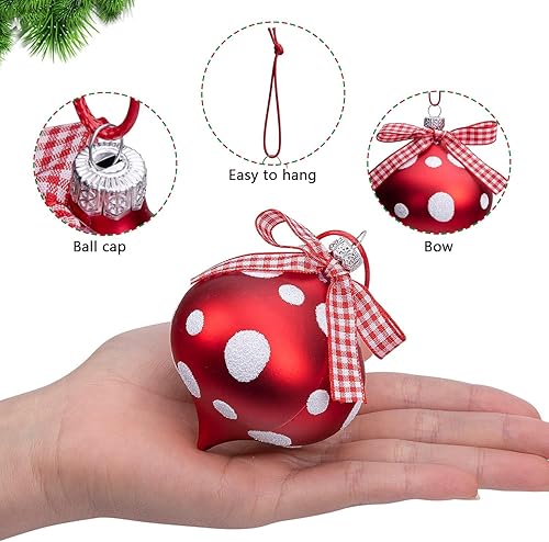 Miniatura 10 de Juego de 6 adornos de caramelo de menta, bolas colgantes de 2.3 pulgadas, bolas de bastón de Navidad para decoración del hogar y fiesta de árbol