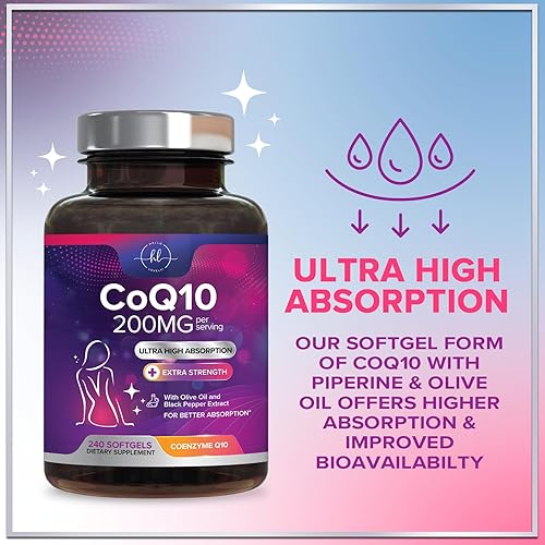 Miniatura 6 de Suplemento CoQ10 de 200 mg  Ultra Alta Absorción, Antioxidante para la Salud del Corazón y Apoyo a la Producción de Energía  Coenzima Q10