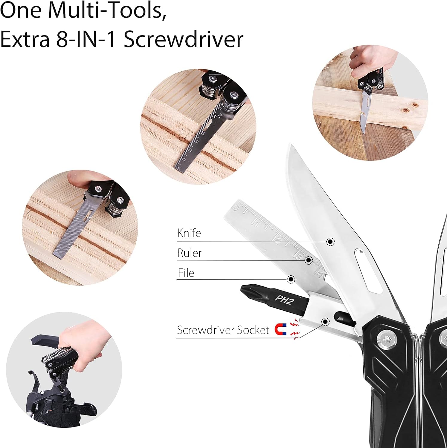 Multitool, 22-in-1 Multi-Function Tools with Safety Locking, Professional Stainless Steel Multitool Pliers Pocket Knife , Screwdriver Bits Pliers Set for Outdoor, Survival, Camping. - - 