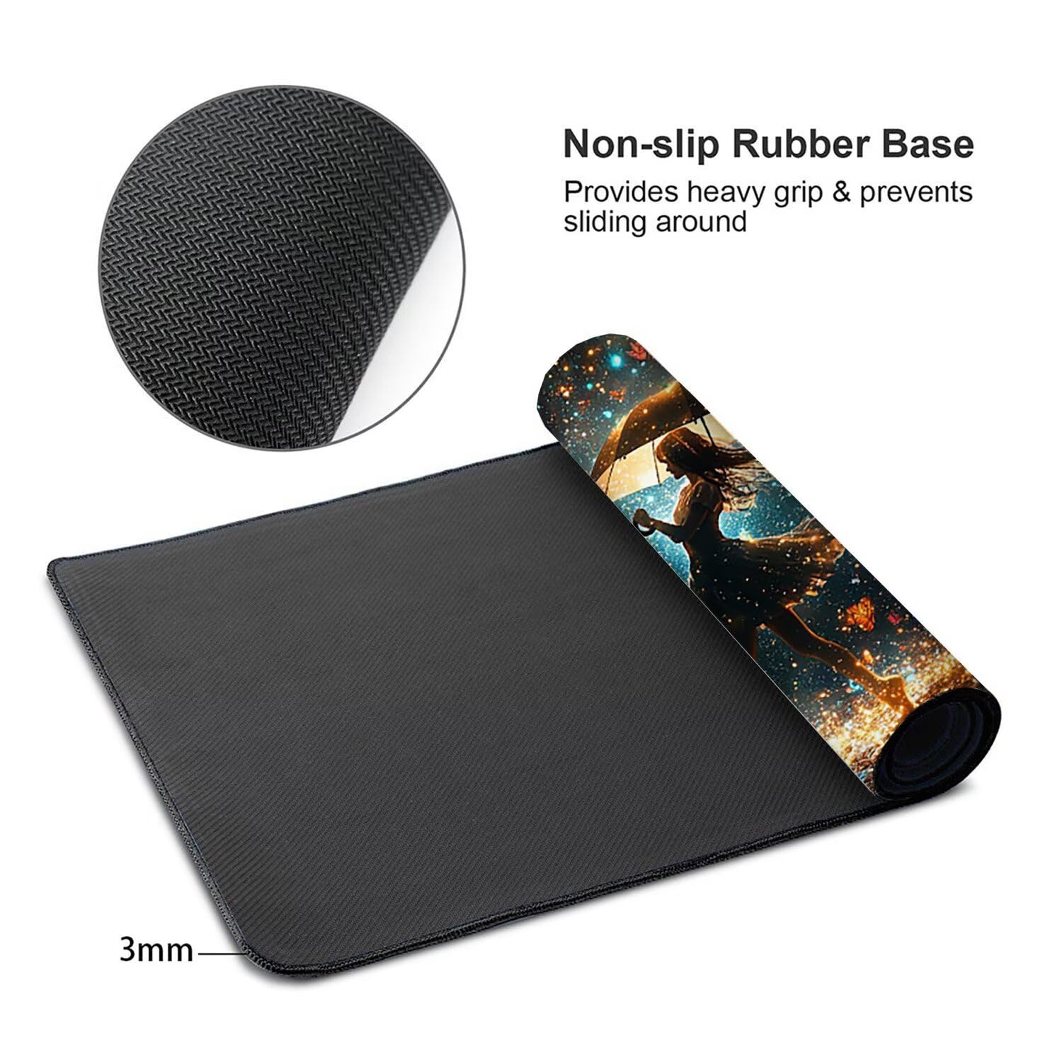 Tappetino per Mouse XXL 1200 x 600 mm Tappetino Mouse Gaming Grande, Mousepad con Base in Gomma Antiscivolo, Tappeto per Tavolo da Gaming per Mouse e Tastiera, Accessori PC (farfalla ragazza) H-354
