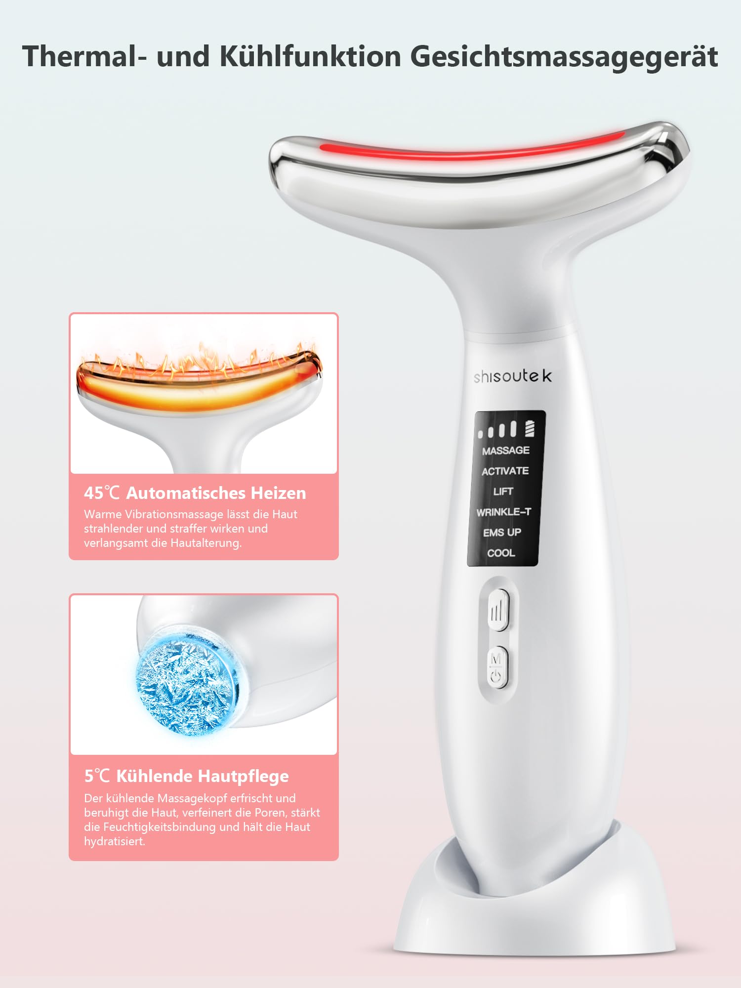 Gesichtsmassagegerät Face Gesicht Falten Gerät: Anti Gegen Falten Beauty Device 5℃ kalte und 45℃ Wärme - EMS Massage Gerät Gesicht 6 Modi 4 Farben LED - Lifting Straffung Gesichtsmassage Damen Herren