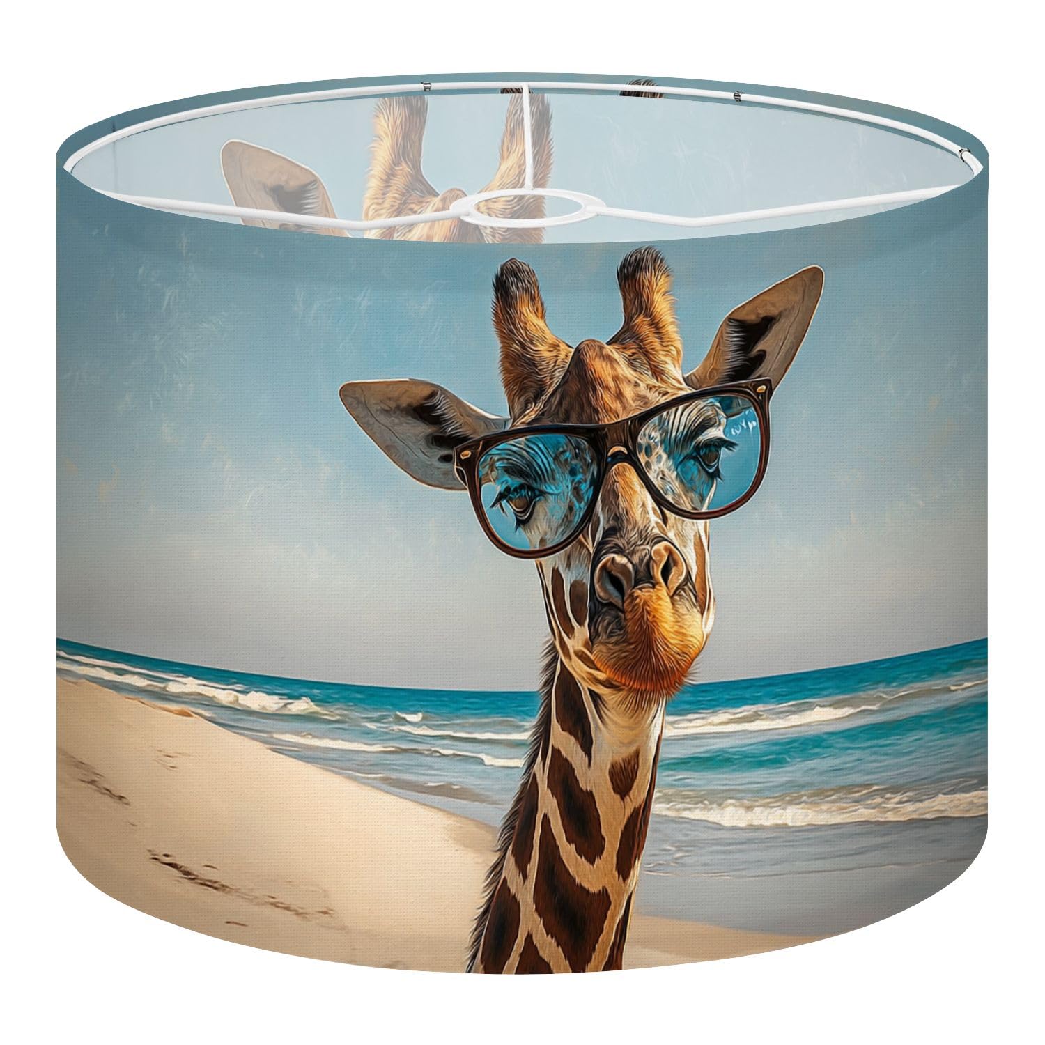 Drum Lamp Shade Large Lampshade Giraffe Wearing Blue Sunglasses for Floor Lamps Table Lamps Pendant Light Linen Lampshades Replacement Bedside Light Shades