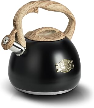 POLIVIAR Stainless Steel Stovetop Kettle, 2.5L, Black