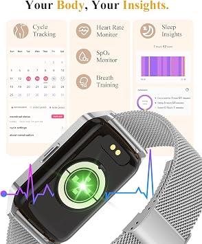 Fitness Tracker Watch for Women Men, Step Counter Compatible with iPhone Android, IP68 Waterproof Activity Tracker with Sleep Monitor, 110+ Sports Pedometer (Cold Steel Silver, 1.57)