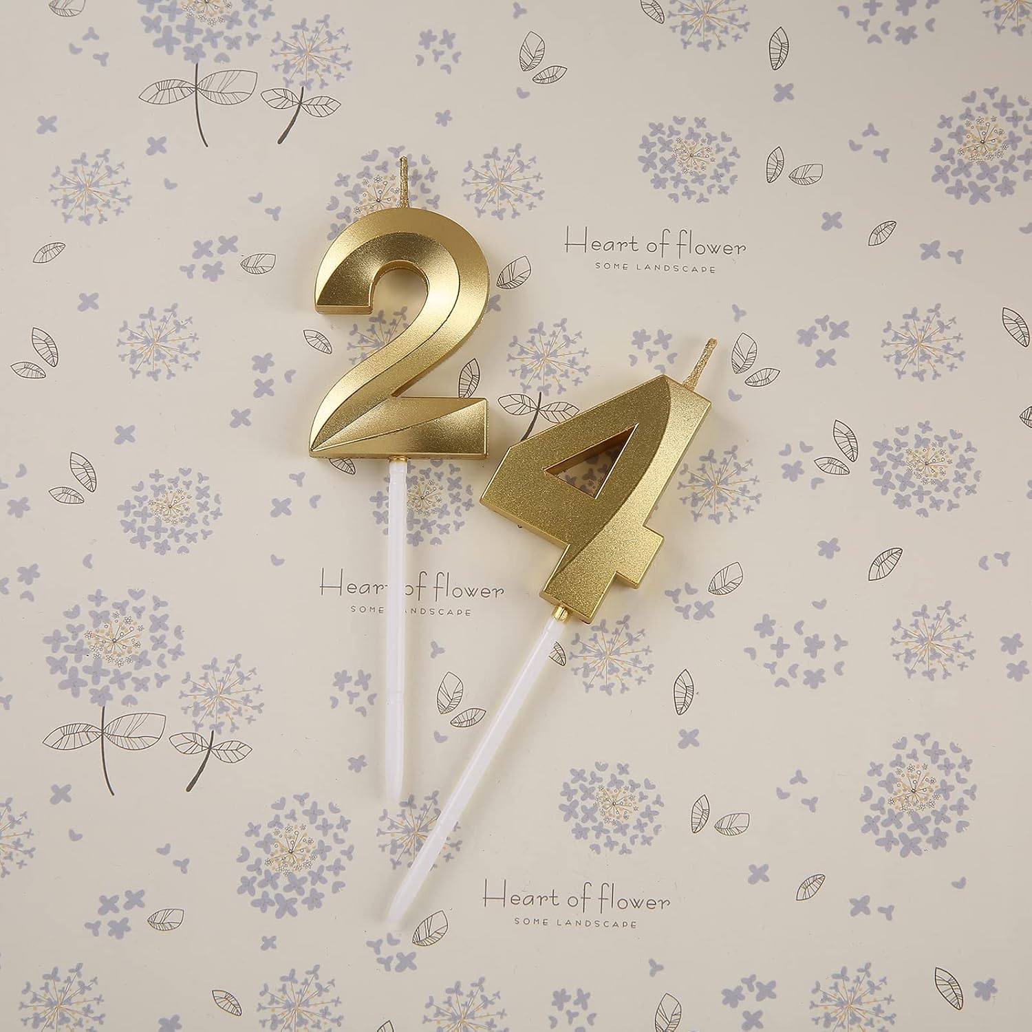 24th Birthday Decorations for Women Men,Gold 24 & 42 Birthday Candles