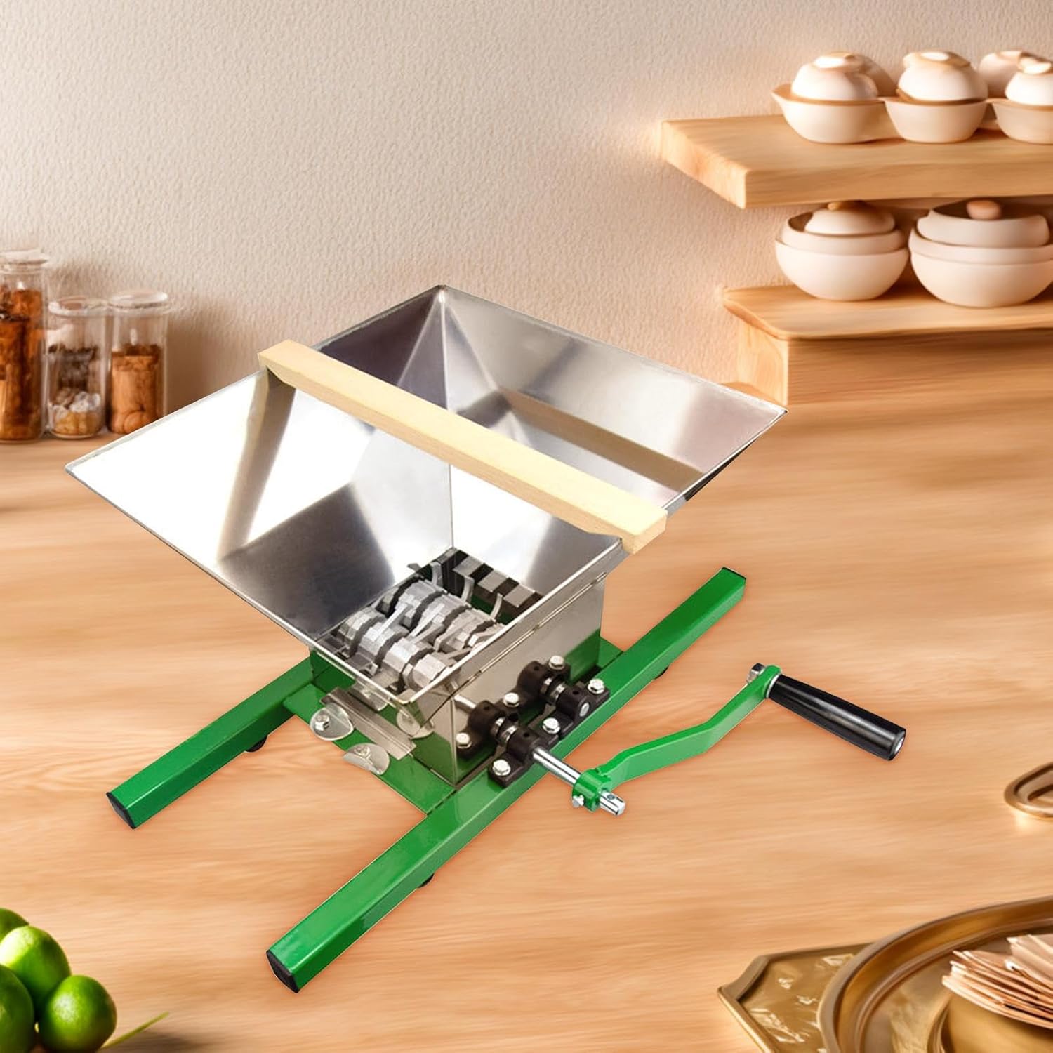 Fruit Crusher for Wine | Stainless Steel Scratter with 7L Oversized Funnel - Grape Berry Wine Fruit Manual Crusher - for Home Kitchen Brewing Winemaking