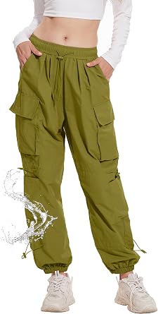 Womens Cargo Pants Y2k Streetwear Drawstring Trousers Baggy Sweatpants High Waist Loose Straight Leg Pants
