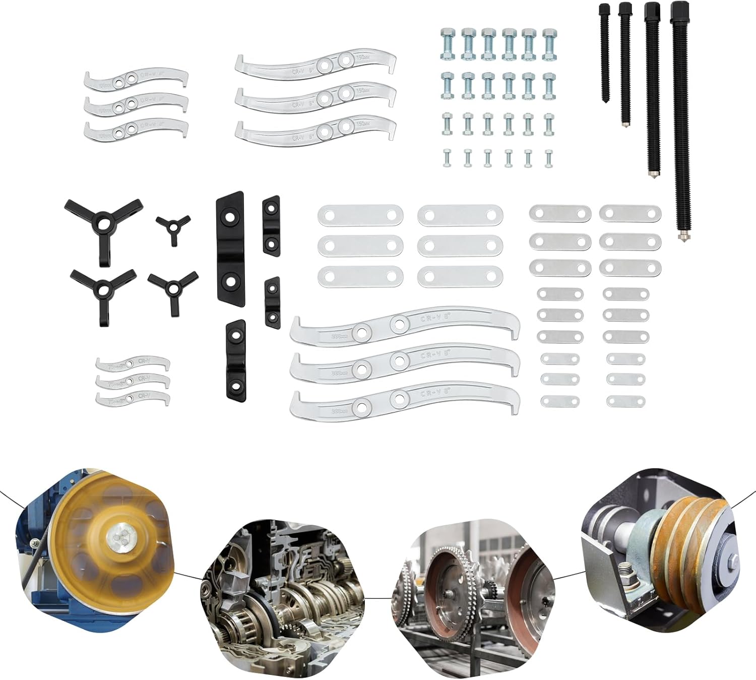 Gear Puller Set, 3" 4" 6" 8" Gear Hub Pulley Puller Bearing Separator Internal External 2 jaw and 3 jaw puller, Multi Purpose Bearing Puller Gear Puller Suitable for Remove of Hubs,Gears, Bearings