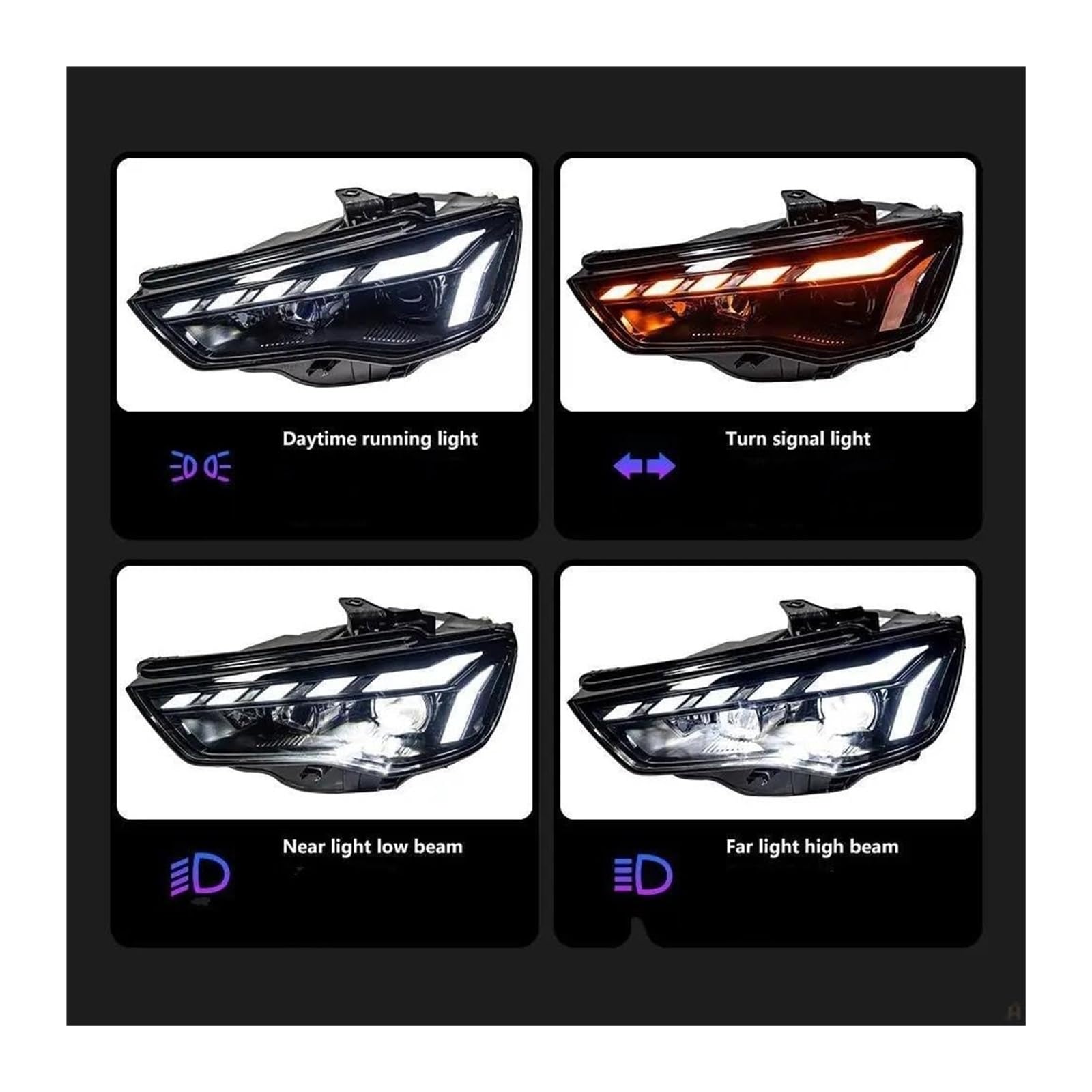 Dynamiczny kierunkowskaz do Audi A3 (2013-2016) Optyczny ksenonowy 8 V Reflektor przedni (lewa jazda)