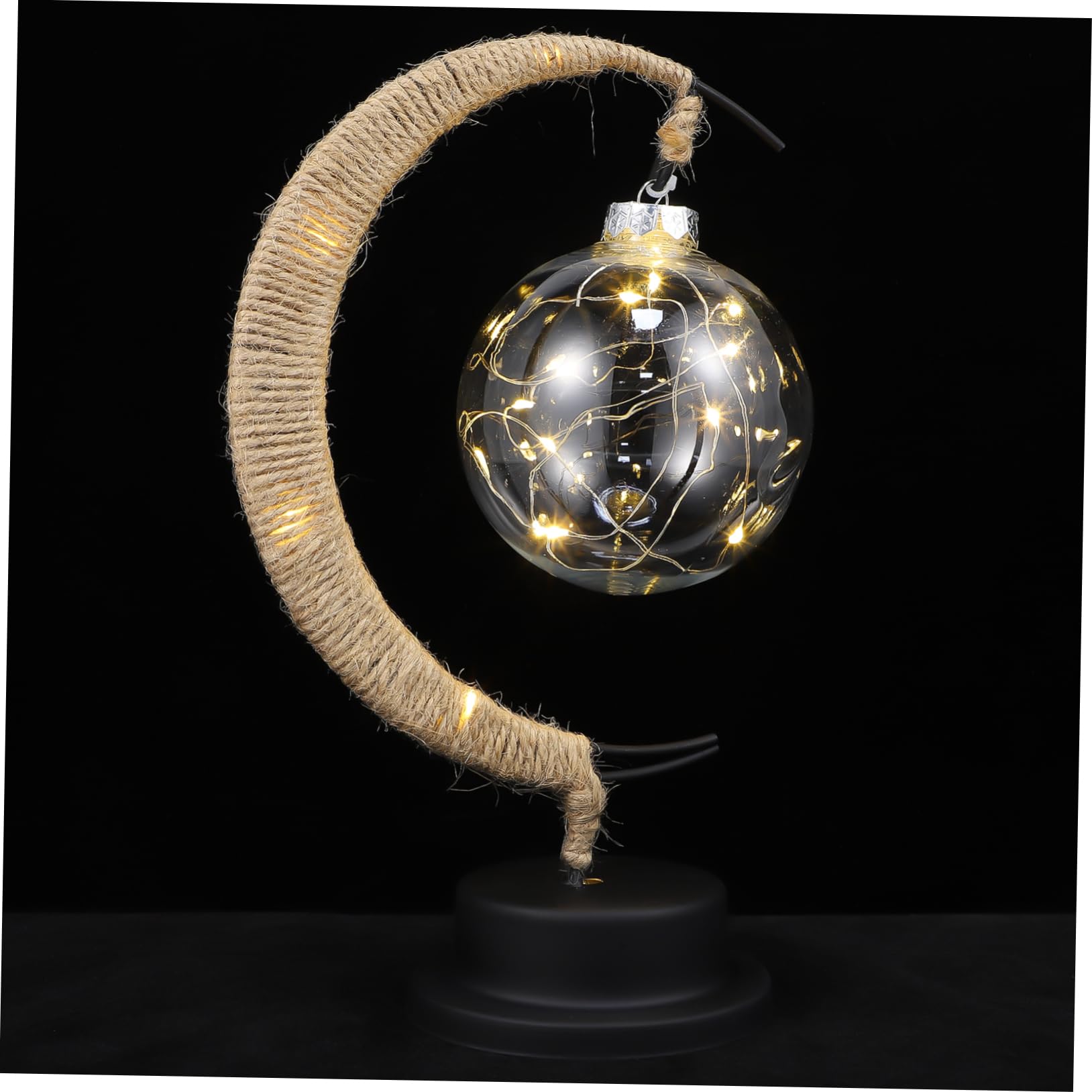 Veemoon Wrought Iron LED Table Lamp Moon Shape Ball Design Elegant Night Light for Bedroom Decorations