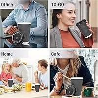 Vista 23 de Lamosi 500 Pack - 12 oz Insulated Disposable Coffee Cups with Lids, To Go Paper Coffee Cups with Lids, Corrugated Ripple Wall Cup for Hot Drink