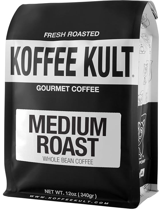 Koffee Kult Coffee Beans - Premium Medium Roast, Gourmet Whole Bean Coffee Best Coffee Bean Selection for Rich, Smooth Coffee Experience (12oz)