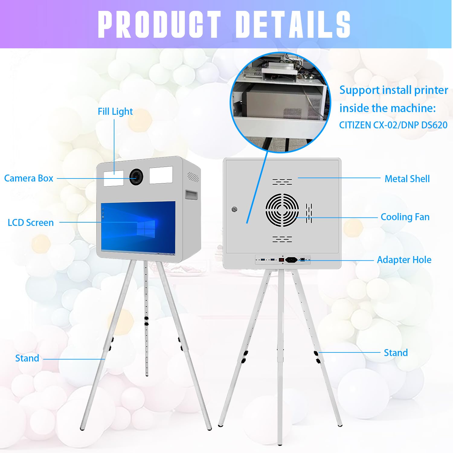 Espejo Photo Booth Magic Mirror con pantalla táctil de 21,5 pulgadas para bodas, fiestas, eventos (máquina blanca, cabina de fotos de 54,6 cm)