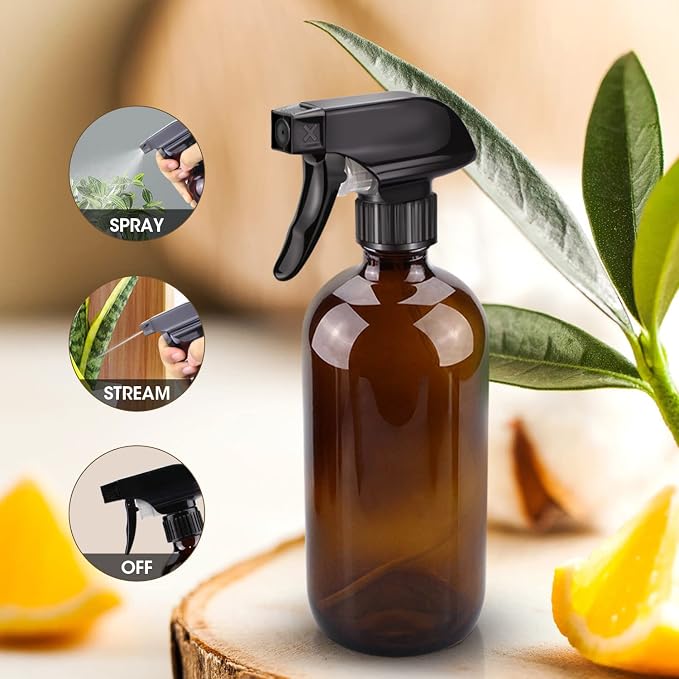 Botella atomizadora de vidrio ámbar 16 oz miniatura 2