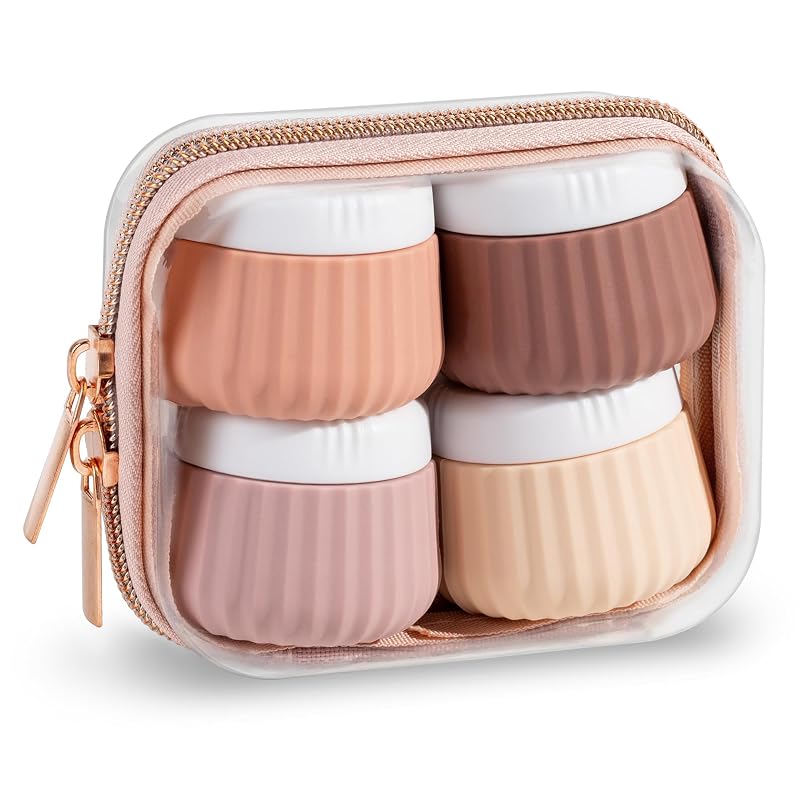 Mrsdry Frascos Recarregáveis para Cosméticos com Estojo Transparente, Pacote com 4