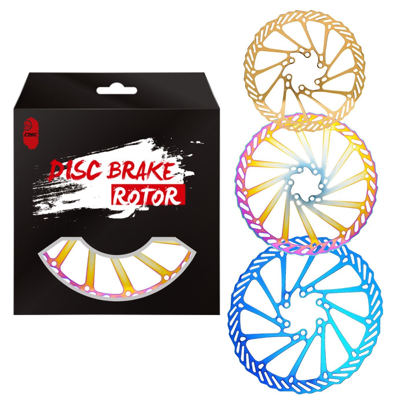Disco freno per bicicletta, 160 mm, 180 mm, 203 mm, per mountain bike, mountain bike, Bmx, 2 dischi freno con 12 viti (blu/oro/arcobaleno).