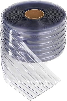 Plastic Vinyl Strip Door Curtain - Clear Ribbed PVC Curtain Bulk Roll, for Separating AC Spaces & Entry to Workshop, Barn, Warehouse, Shed & Garage 148 Ft * 7 in * 0.06 in Ribbed