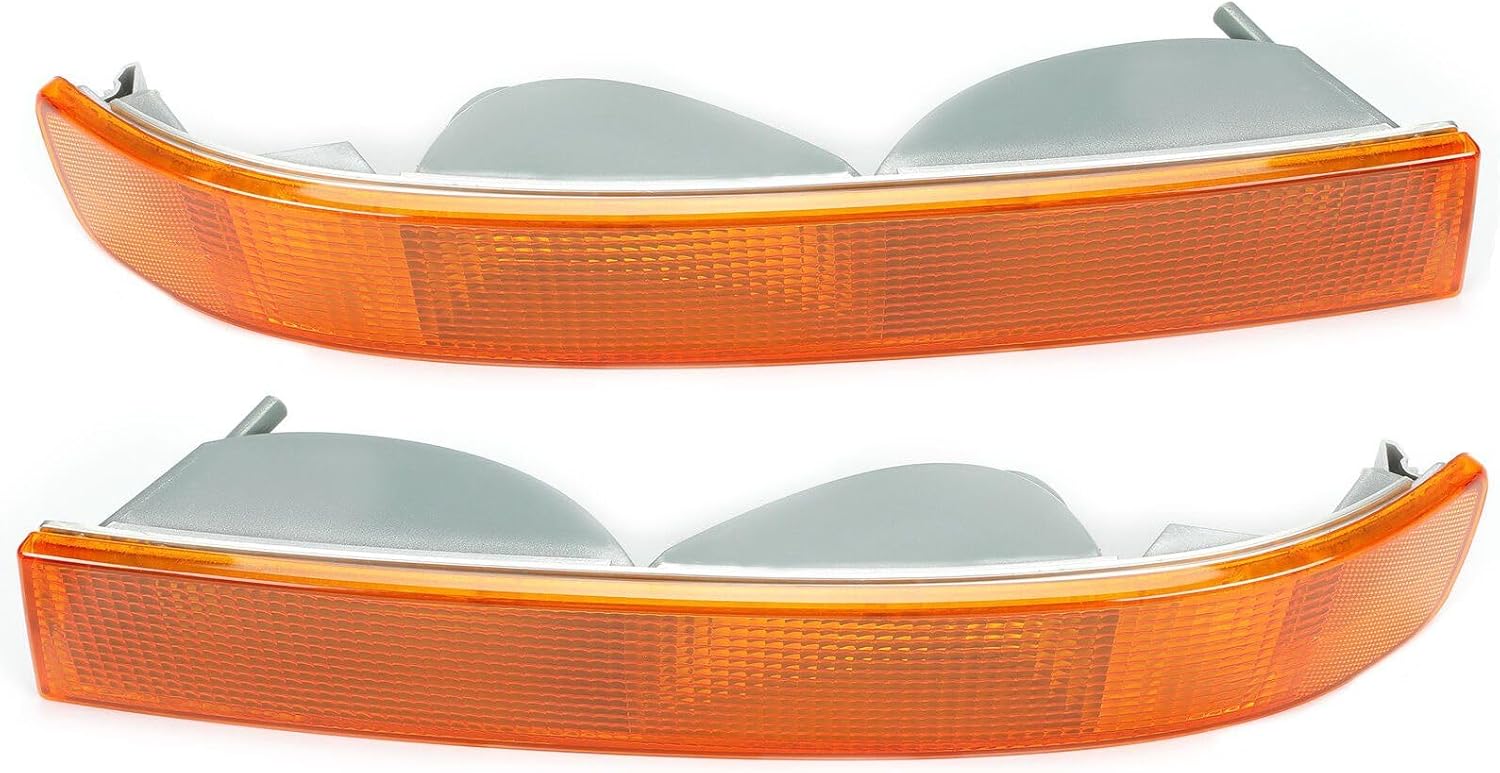 Corner Light Pair - Parking and Turn Signal Lamp with Amber Lens and Chrome Housing for Front Left Right Sides