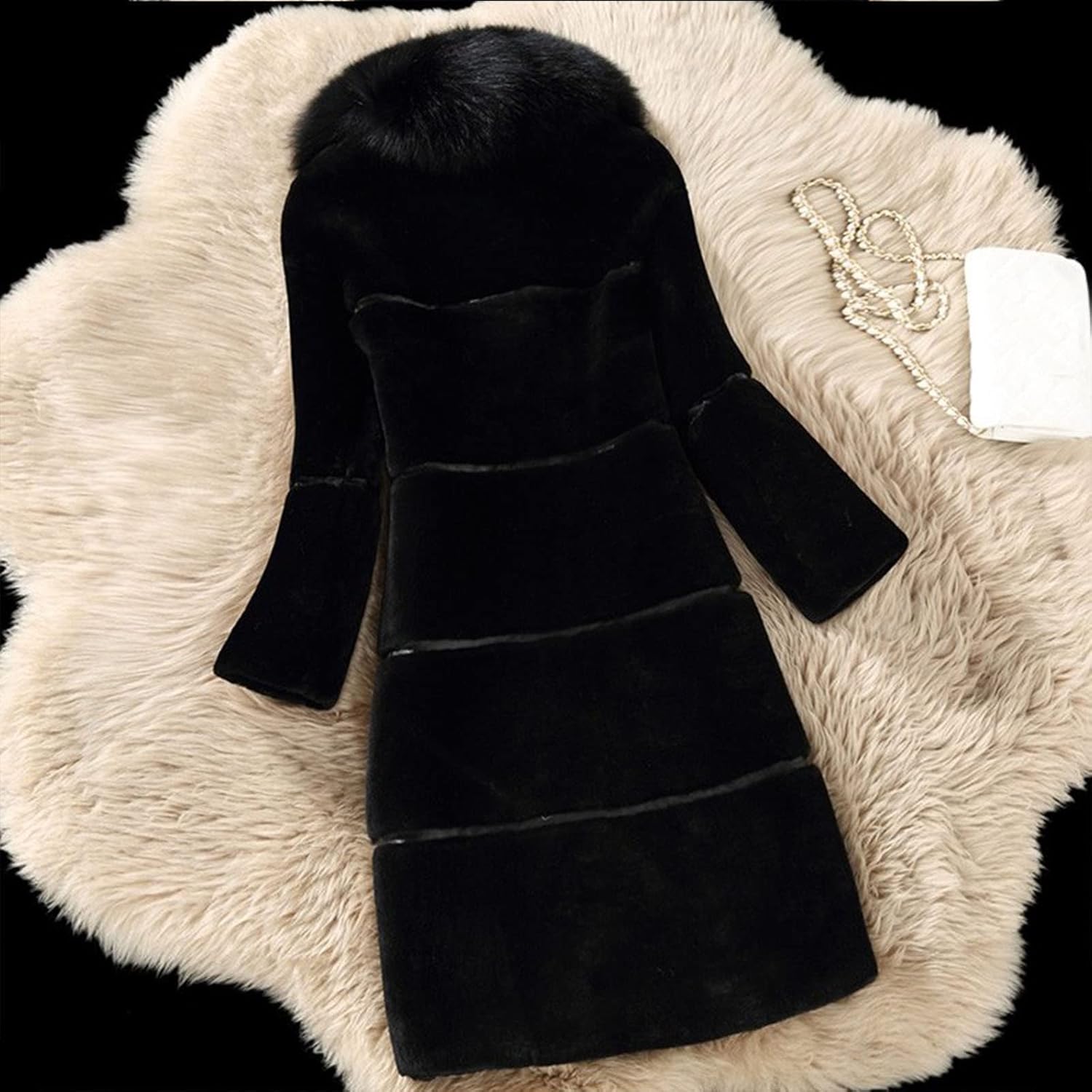 QWENTMTNTY Womens Faux Fur Leather Coat Thermal Fluffy Collar Plus Size Winter Coats Trendy Fuzzy Warm Jacket with Pockets