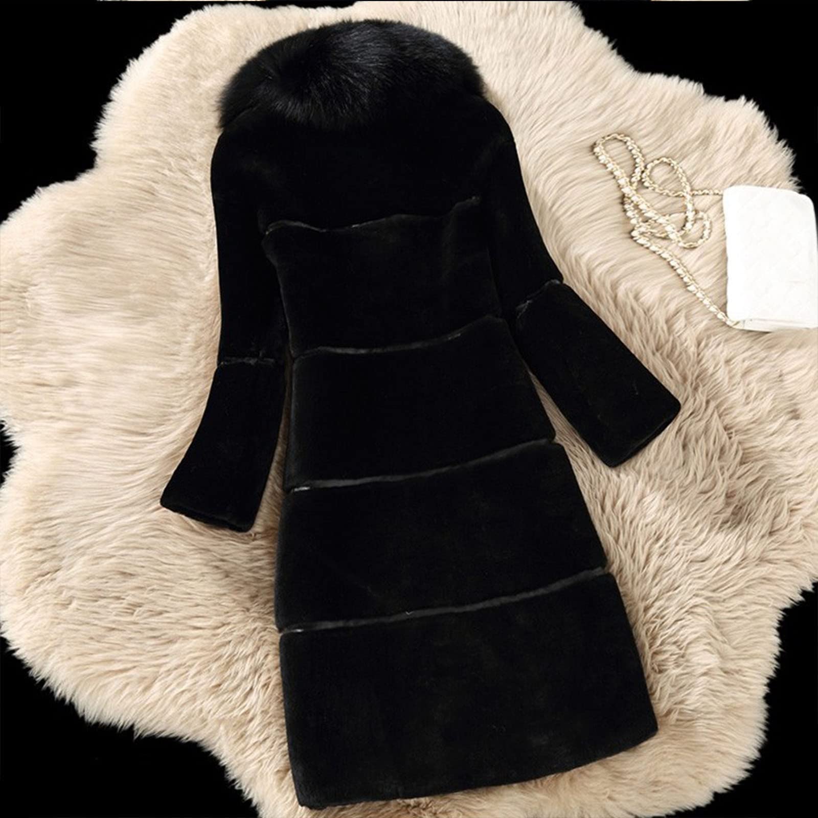 Chaqueta de otoño de forro polar grueso cálido para mujer, chaqueta larga de felpa cálida y suave para el invierno