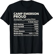 Camp Emerson, Massachusetts Proud Nutrition Facts T-Shirt