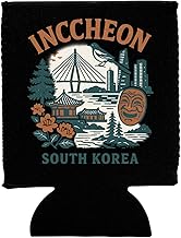 Incheon South Korea Keepsake Souvenir Neoprene Can Hugger Black