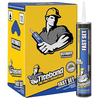 Titebond Fast Set Construction Adhesive 28 Oz. 12 Pack Bonds Wood, Metal, Concrete, Stone, Brick, Masonry, Drywall, Plastic & Foam Fast Strength, Waterproof 4222