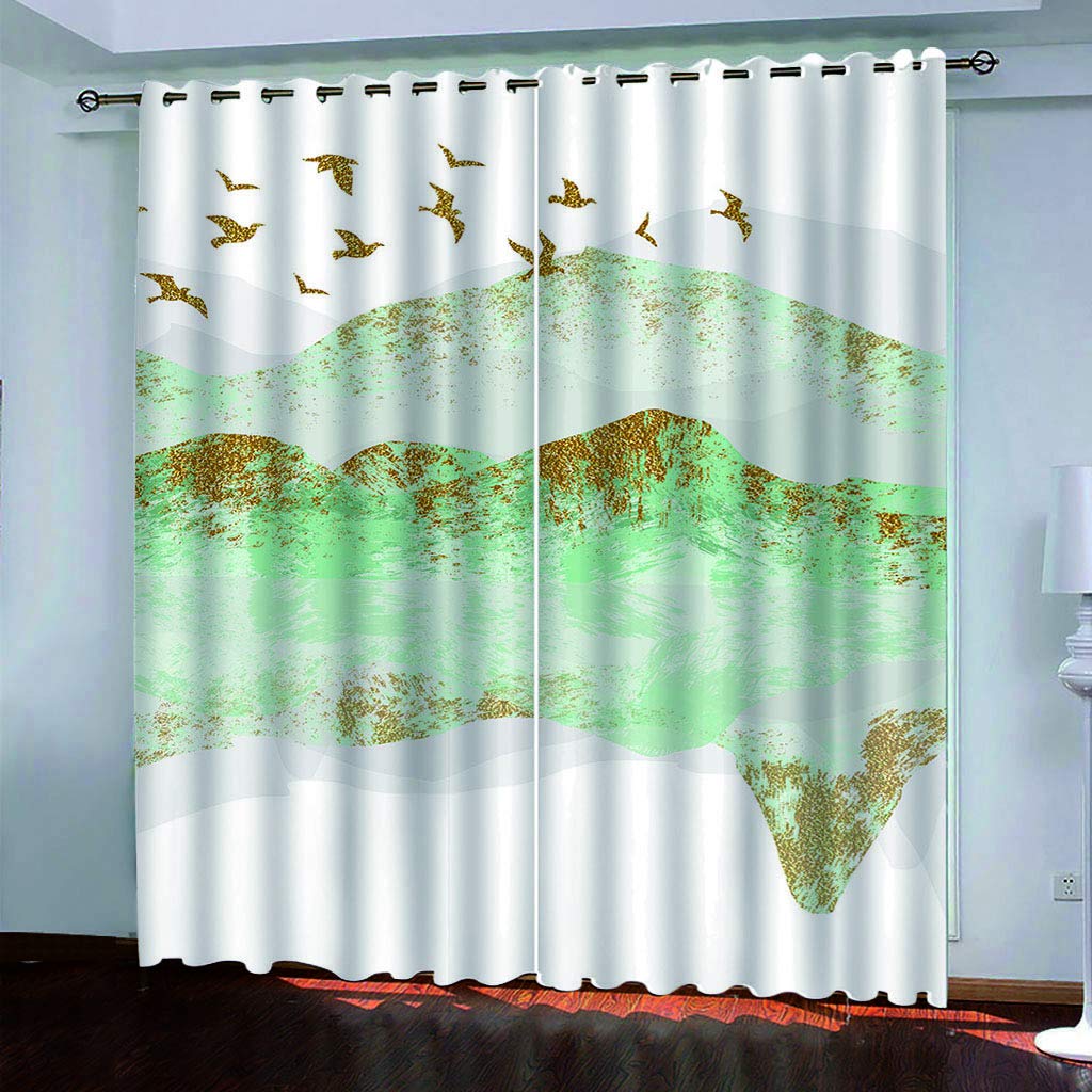 Moderne Abstrait géométrique Art Design Noir Blanc 2 pièces Fin drapé Rideau de fenêtre pour Salon Chambre décor-3,100W160H(CM) 40x63in,Grommet Top