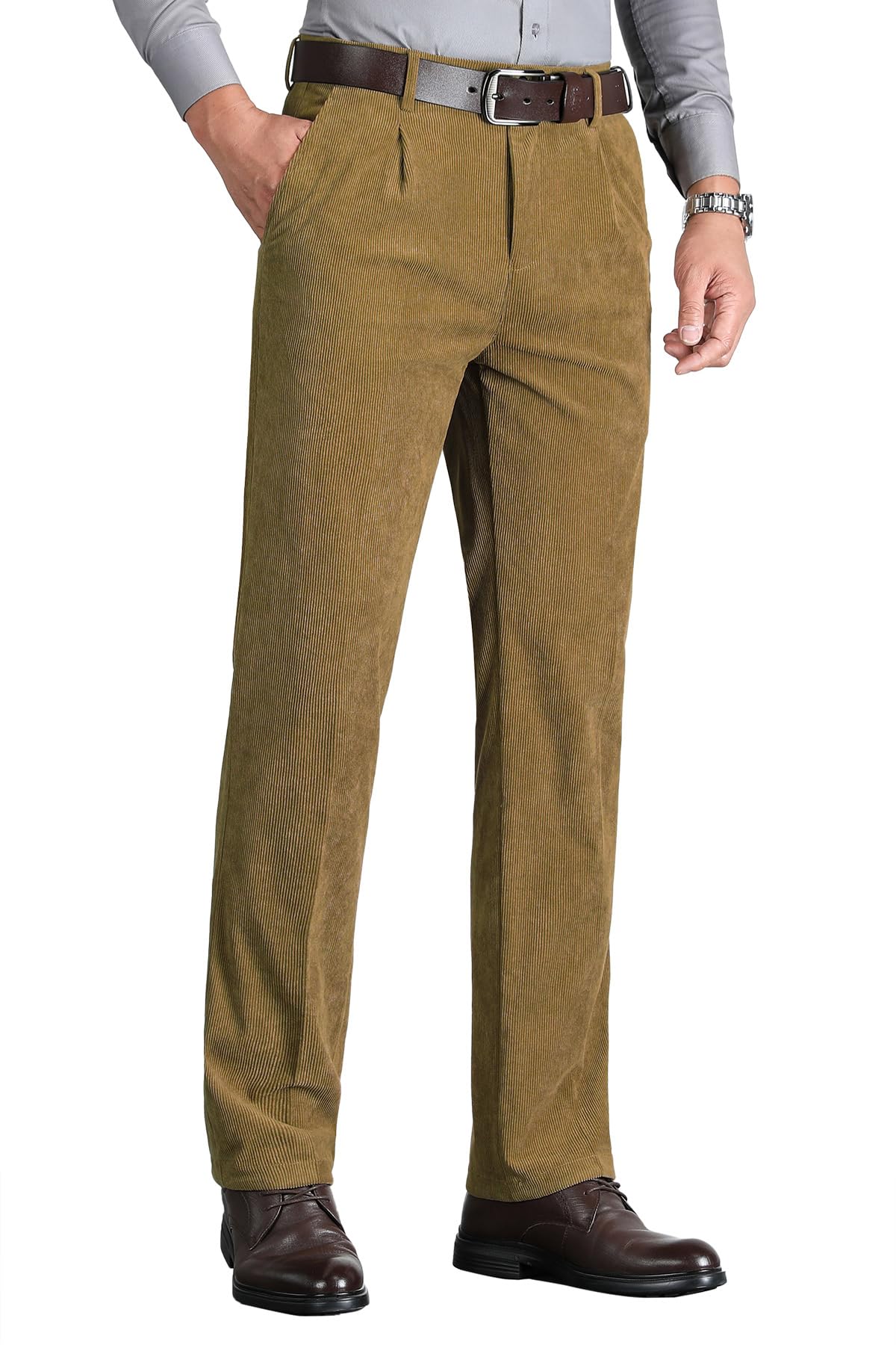 Pantaloni da Uomo in Velluto a Coste Ufficio Pantaloni Classico Eleganti Pantaloni da Jogging Formale e Casual con Tasche