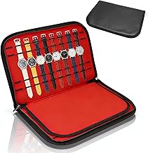 HERCHR Watch Strap Travel Case with 20 Compartments, Portable PU Flocked Fabric Watch Case for Home, Shop and Travel, Double Layer