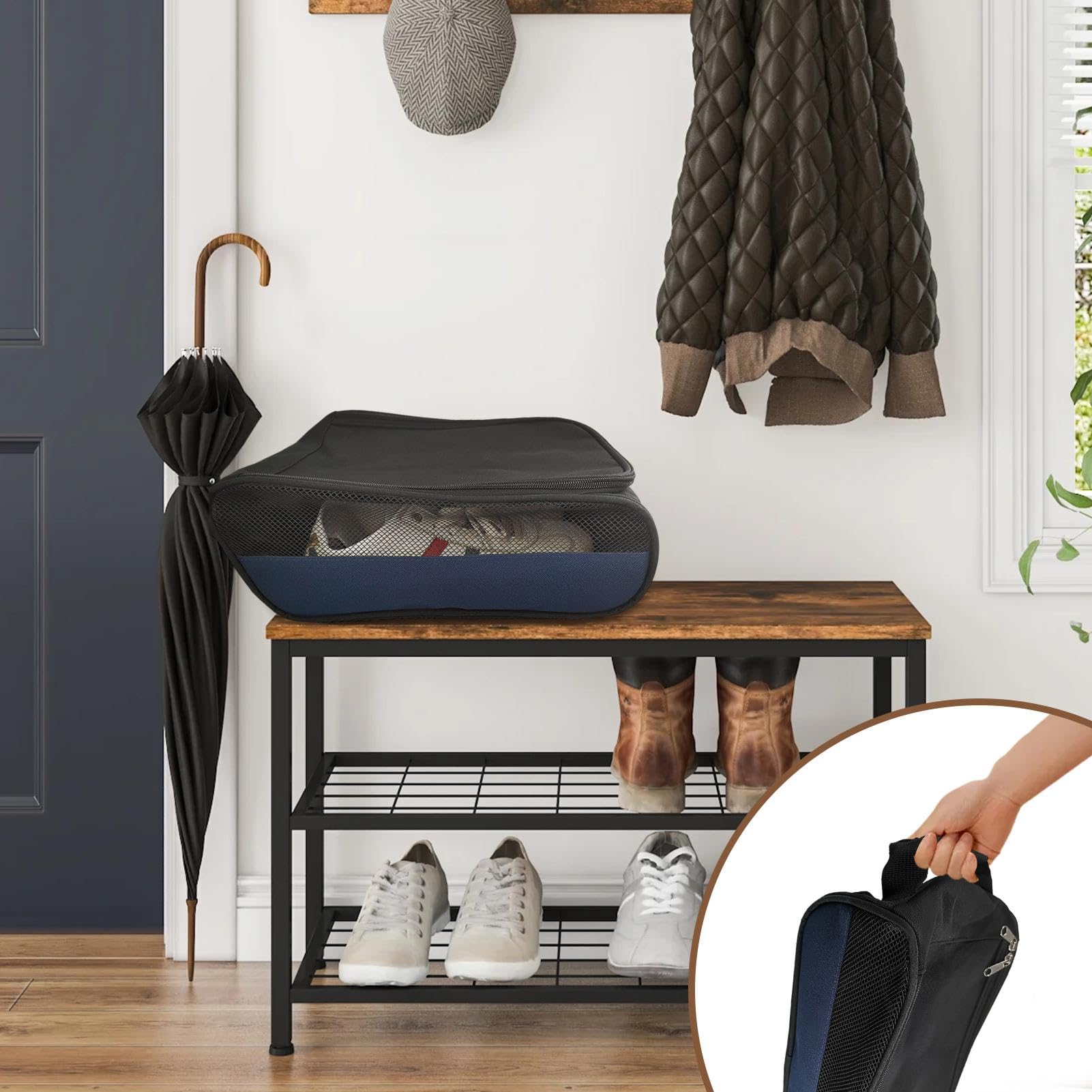 Borsa per scarpe sportive, Borsa per scarpe con cerniera,Organizzatore per riporre le scarpe | Portascarpe traspirante con tracolla con cerniera resistente all'acqua con ventilazione in rete per i