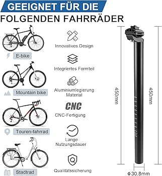 Reggisella Universale Diametro 25-32 Mm Reggisella In Alluminio Per Bicicletta - Diametro 25.0-31.8 Mm, Lunghezza 400 Mm, Argento Reggisella Bici In Alluminio - Foto 7