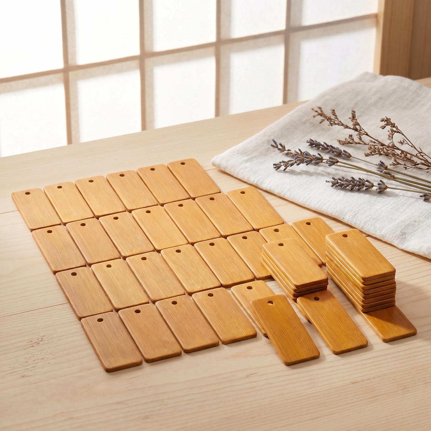 Amazon.co.jp: STOBOK 竹製 タグ 50個 45×20mm 穴付き 無地 木札