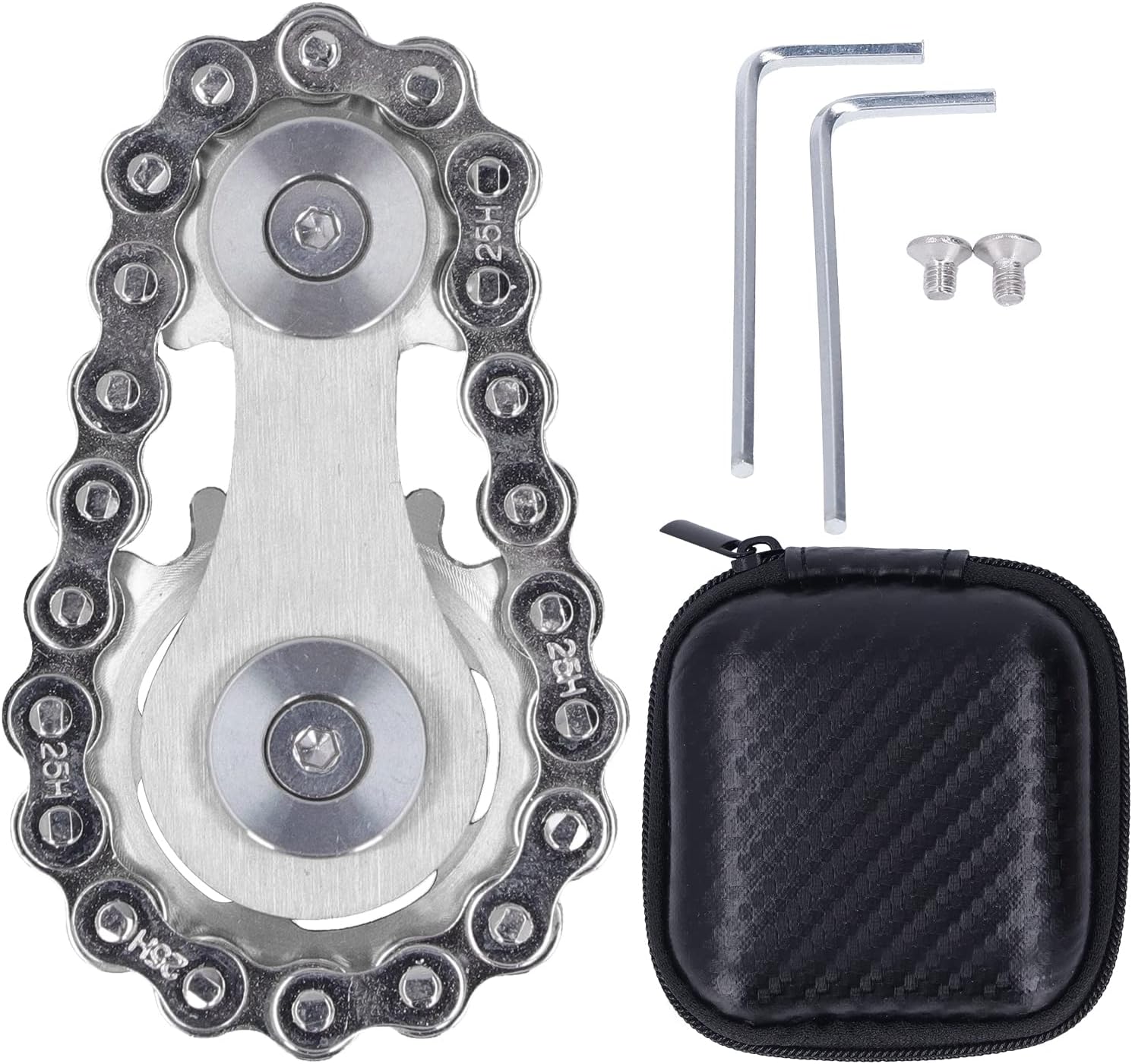 Giroscopio de Cadena de Bicicleta, Giroscopio de Cadena de Engranaje de Acero Inoxidable, Cadenas de Giroscopio Desmontables en la Yema del Dedo, Juguete Giratorio con(Color acero inoxidable)