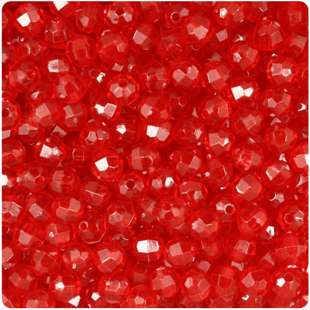 BeadTin Ruby Transparent 6mm Faceted Round Craft Beads (600pcs)