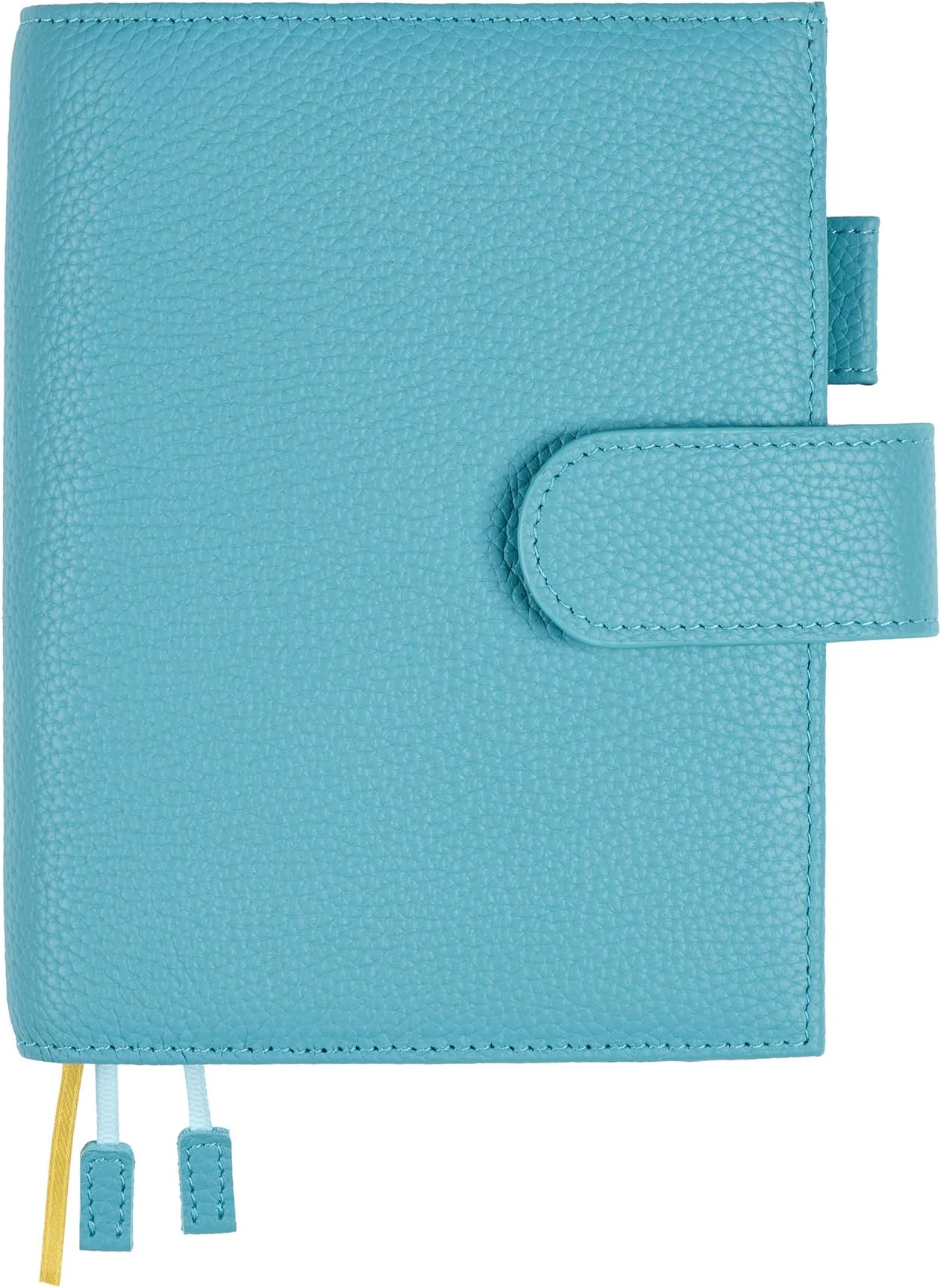 A6 Size Genuine Leather Lychee Leather Notebook Case Compatible with Hobonichi Wallet Function Card Pen Storage Business Gift (Light Blue)