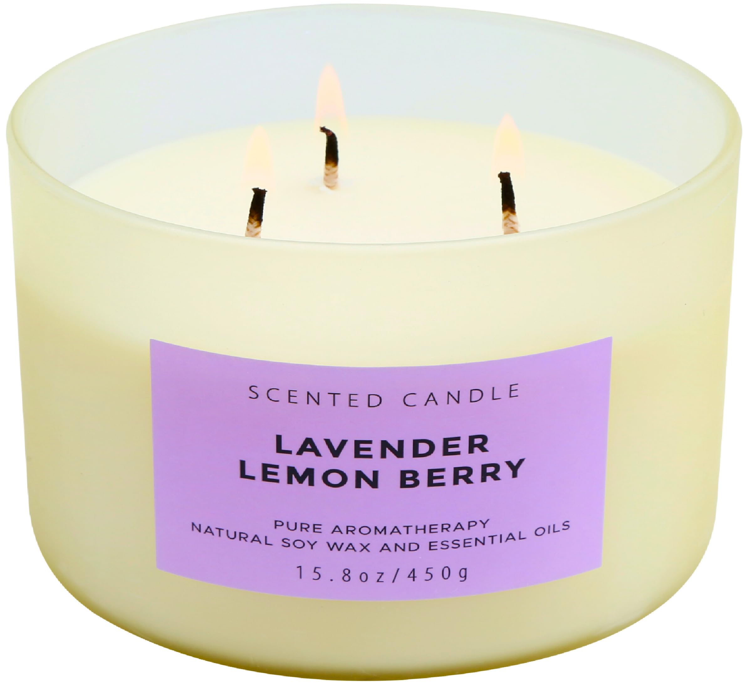 Lavender Lemon Berry Scented Candle | Large Aromatherapy Stress Relief 3 Wick Candles | Highly Scented Soy Candle for Home 15.8 oz | Soothing & Long Lasting Calming Lavender Candles for Women & Men