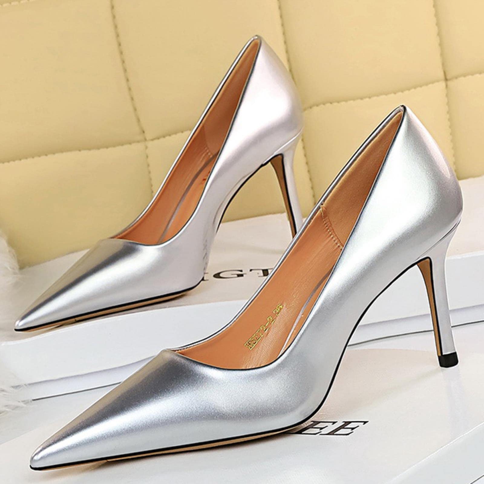 Escarpins en cuir verni pour femme - Talons aiguilles - Chaussures de fête tendance